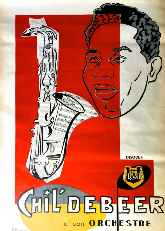 Chil'debeer — affiche de jazz lithographique — Disques Urania — 61x92 cm. c.1940