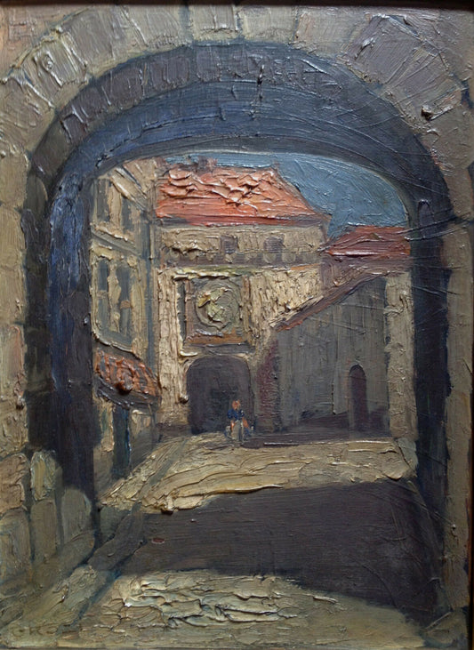 THE MARTINAGE SAYS 'GROZI': THE OLD TOWN - OIL/PANEL SIGNED BOTTOM LEFT