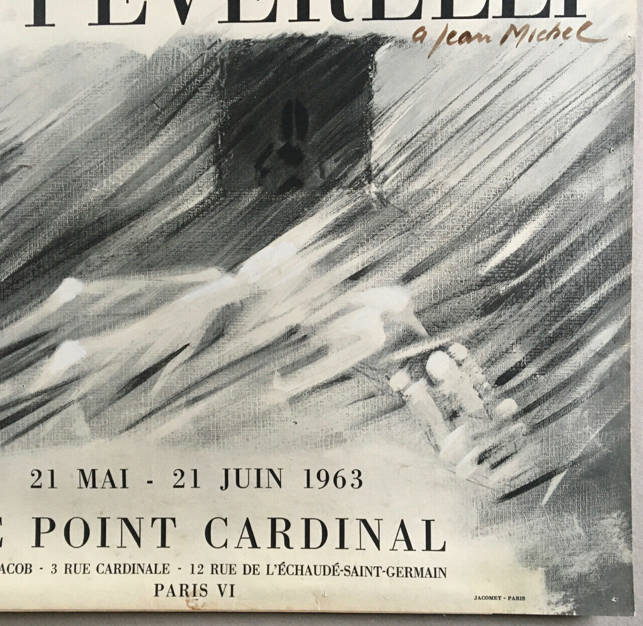 Peverelli — Affiche d'exposition signée — Jacomet — Le Point Cardinal — 1963.