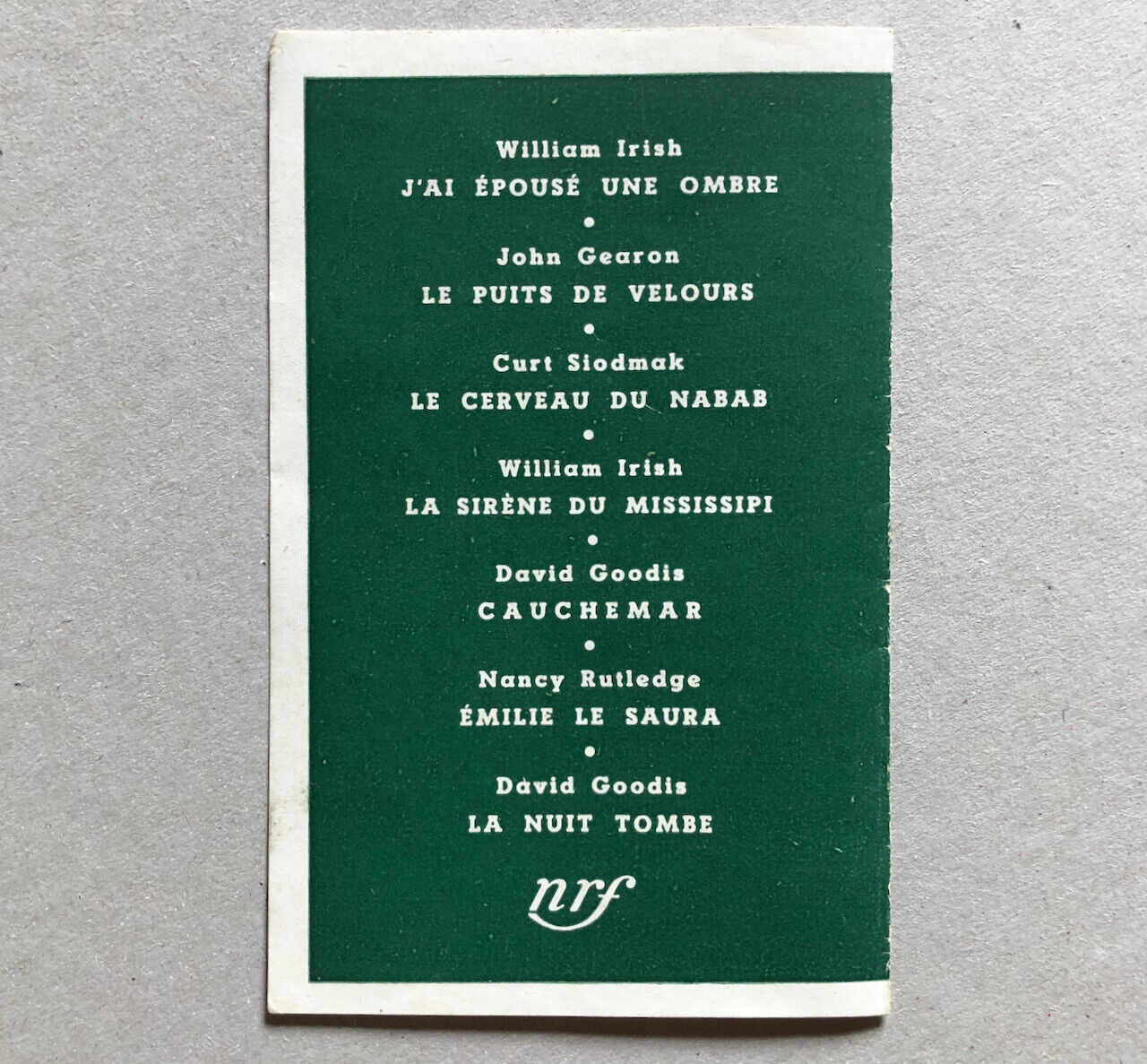 Marcel Duhamel — Prière d'insérer Série Blême — David Goodis — Gallimard — 1950.