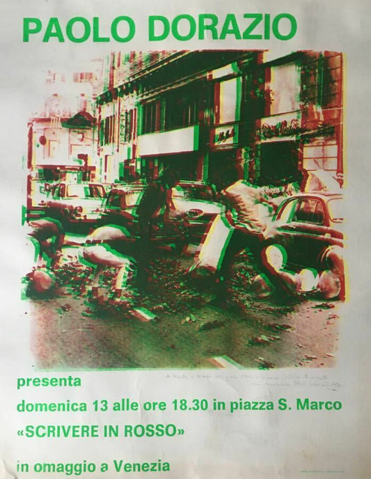 Paolo Dorazio "SCRIVERE IN ROSSO" — affiche originale relief signée & datée 1970