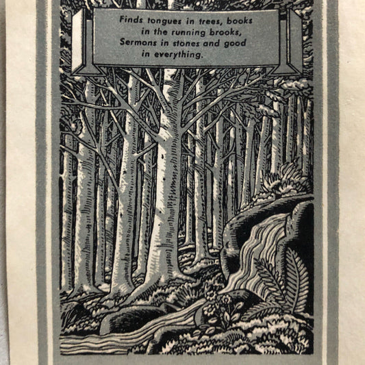 Norman Rockwell — Ex-libris - Bookplate — Find tongues in trees, … —  Antioch.