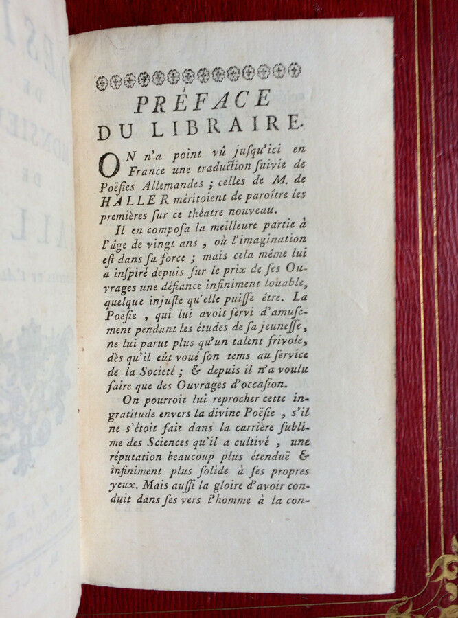 ALBRECHT VON HALLER - POETRIES - E.O. FROM THE TRANSLATION - HEIDEGGER - 1752.