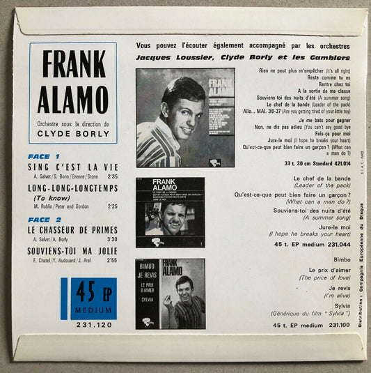 Frank Alamo — Sing c'est la vie + 3 —  7" 45 RPM — Riviera — 231.120 — 1965.