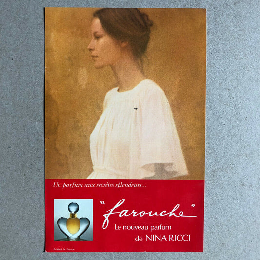Nina ricci — Farouche — carton publicitaire — David Hamilton — 21x14 cm. — 1973.