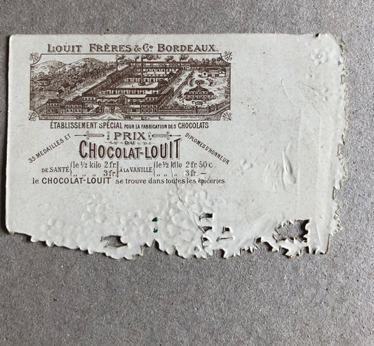 Chocolat Louit - Bordeaux — chromo — fantaisie fleurs — texte au dos — XIXe.