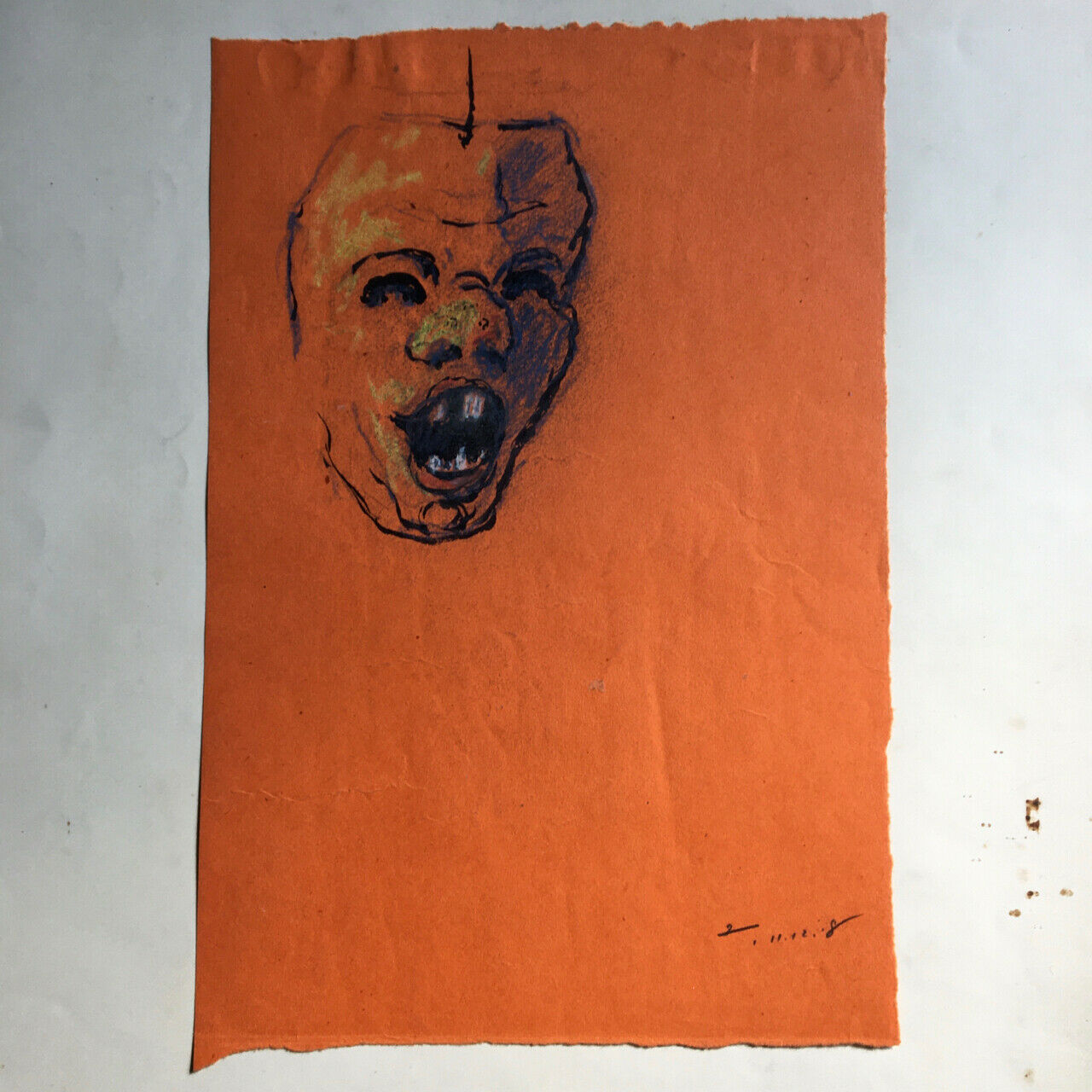 Zeiger-Viallet (1895-1994) — Grotesque mask — ink &amp; monogrammed pastel — 1918.