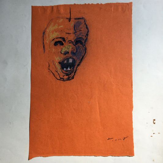 Zeiger-Viallet (1895-1994) — Masque grotesque— encre & pastel monogrammé — 1918.