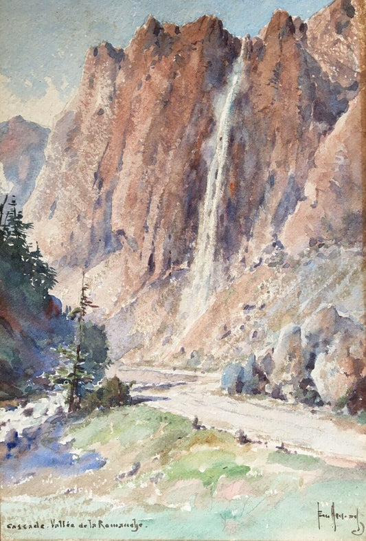 Émile Appay (1876-1935) — Cascade — La Romanche — watercolor signed lower right.