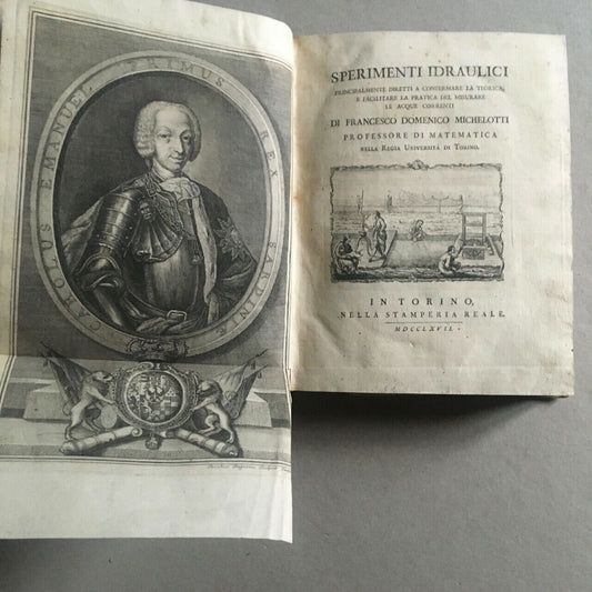 Michelotti — Sperimenti idraulici — 2 t. en 1 vol. — É.O. — Stamperia reale 1767