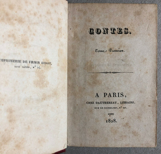 [Antoine, Anthony] Hamilton — Contes — 2 petits volumes — Dauthereau — 1828.