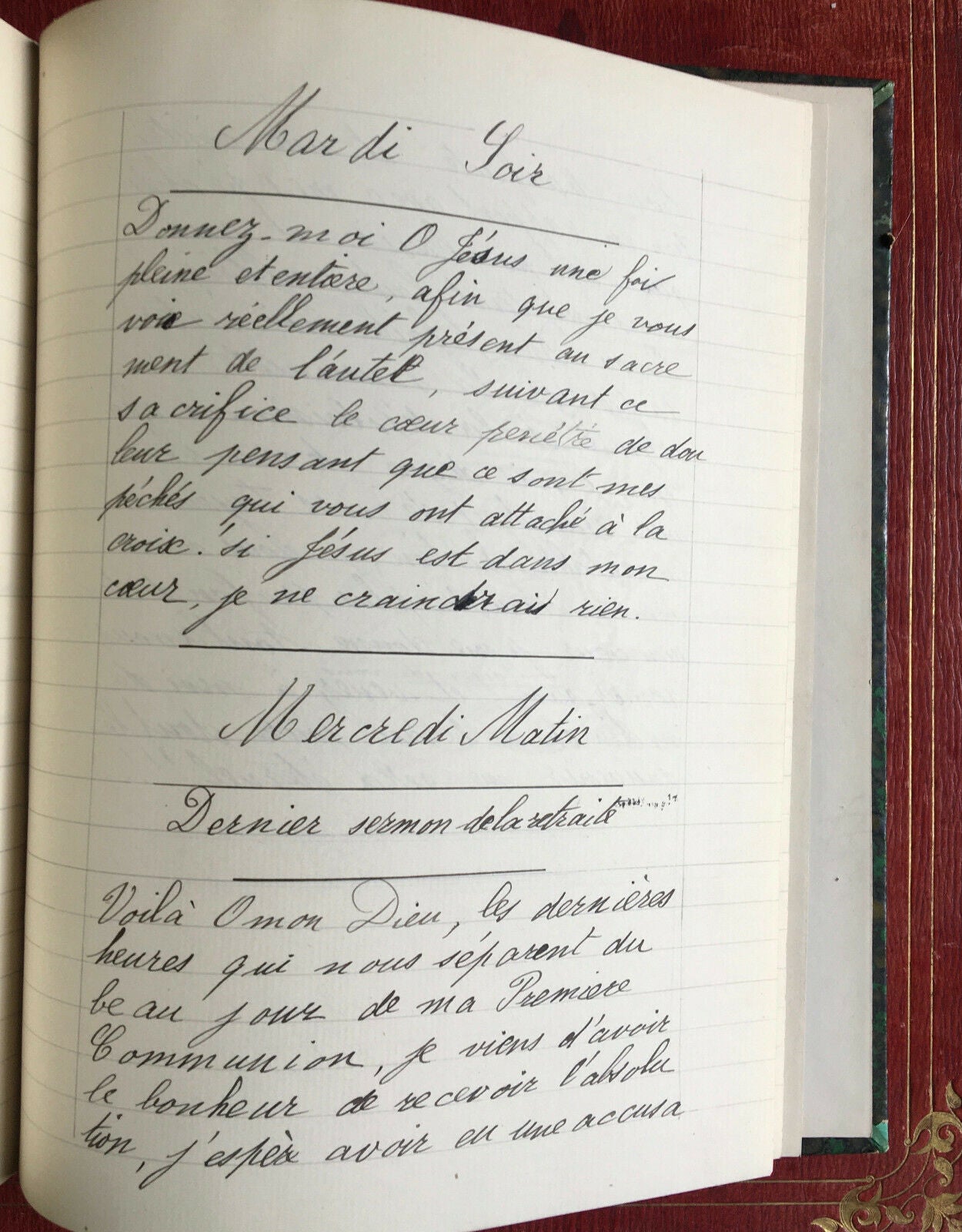 MARCEL PLOCQUE — CATÉCHISME — PAROISSE DE SAINT-AUGUSTIN — MANUSCRIT — 1891.