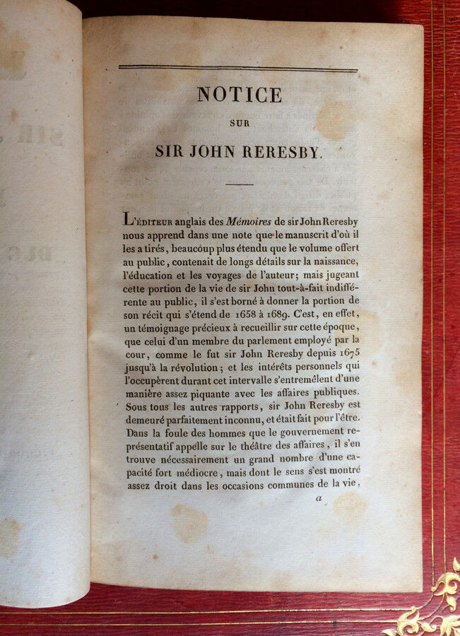 MEMOIRS OF SIR JOHN RERESBY/THE DUKE OF BUCKINGHAM - PICHON-BÉCHET - 1827.