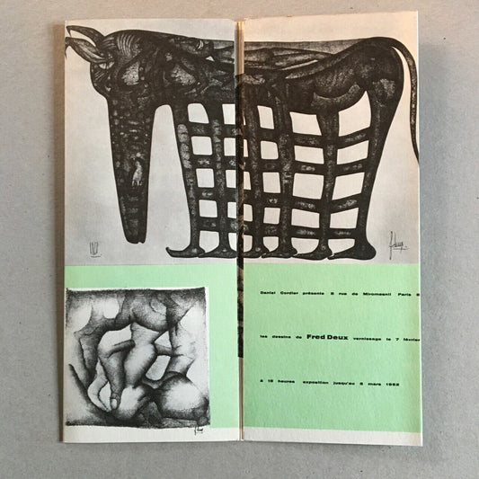 Fred Deux — invitation à l'exposition à la galerie Daniel Cordier — 1962.
