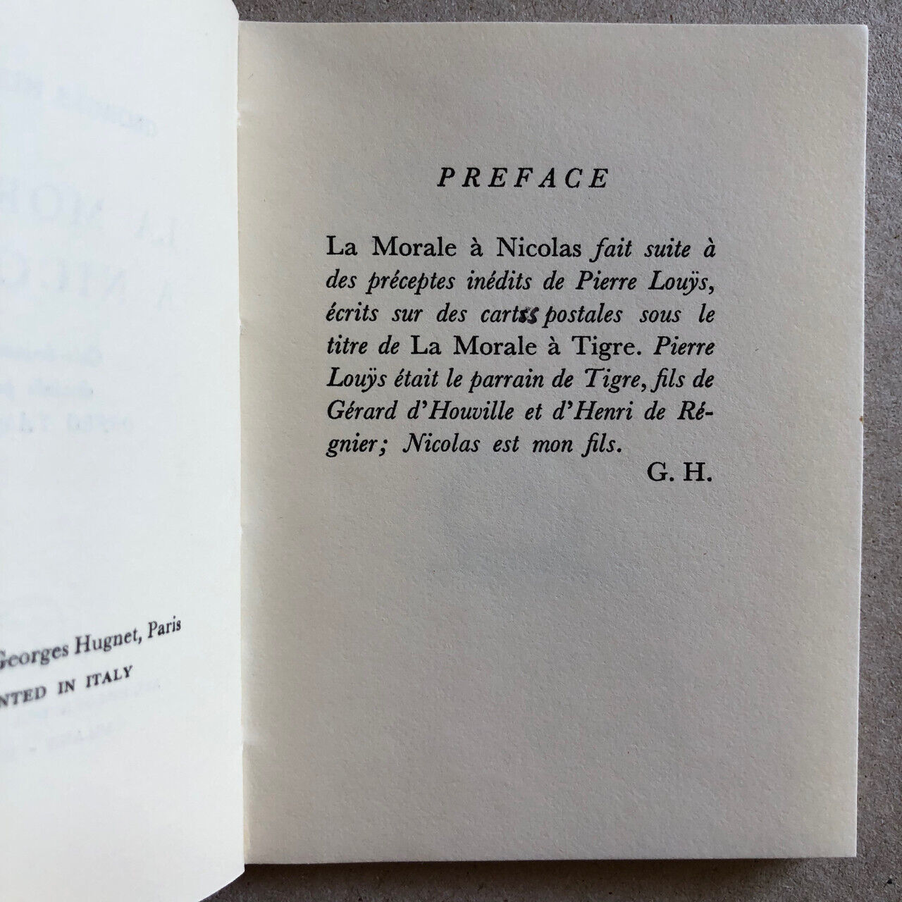 Georges Hugnet — O. Tamburi — La Morale à Nicolas — envoi — Pesce d'oro — 1964.