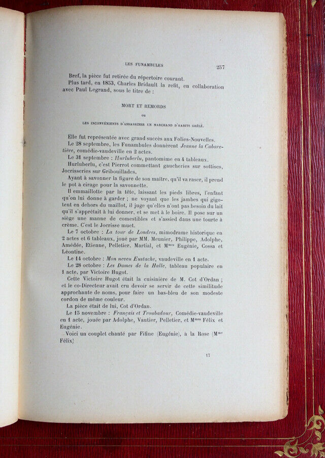 LOUIS PÉRICAUD - LE THÉÂTRE DES FUNAMBULES - ÉDITION ORIGINALE - SAPIN  1897