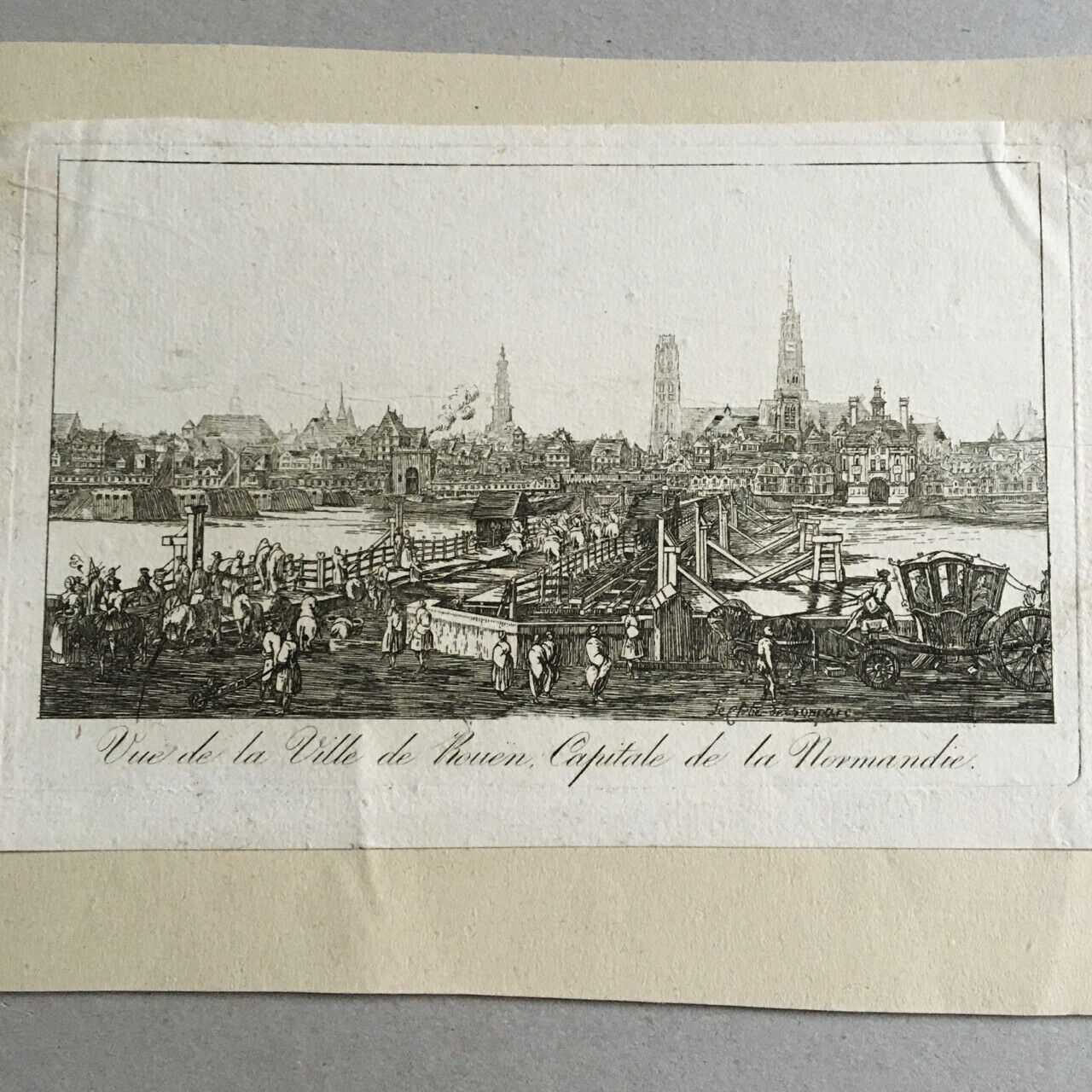 Vue de la ville de Rouën, Capitale de la Normandie — eau-forte signée — c. 1700.