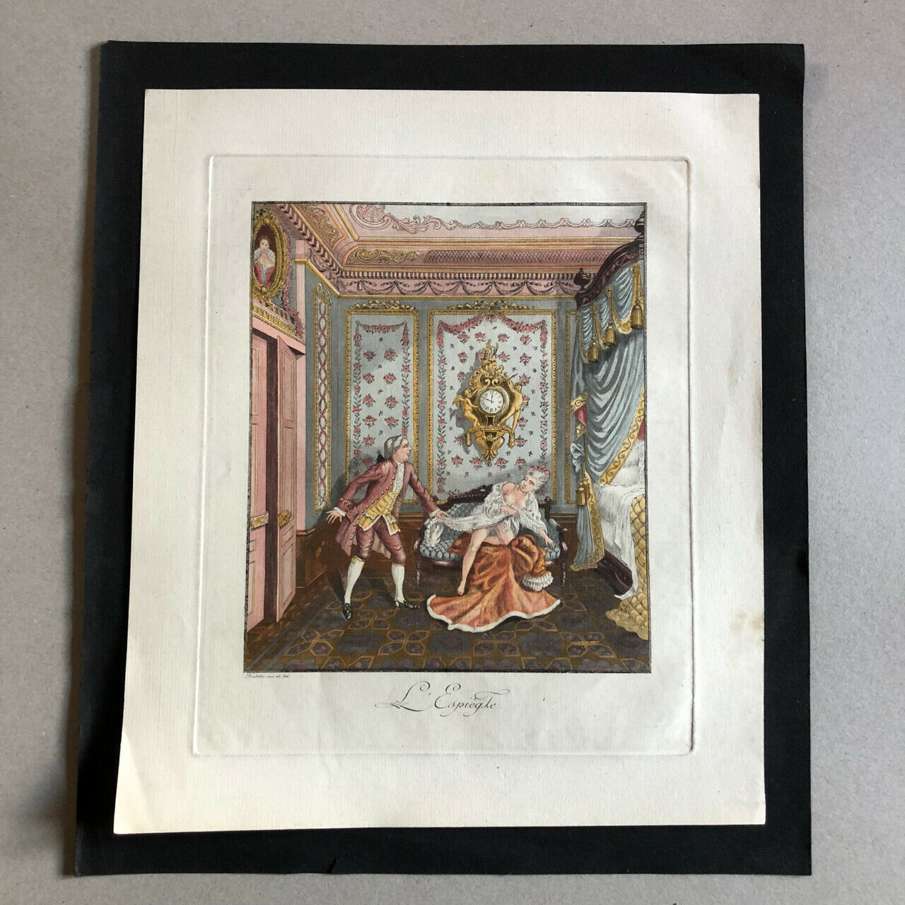 Fredillo — L'Espiègle — watercolor etching signed in the plate — circa 1880