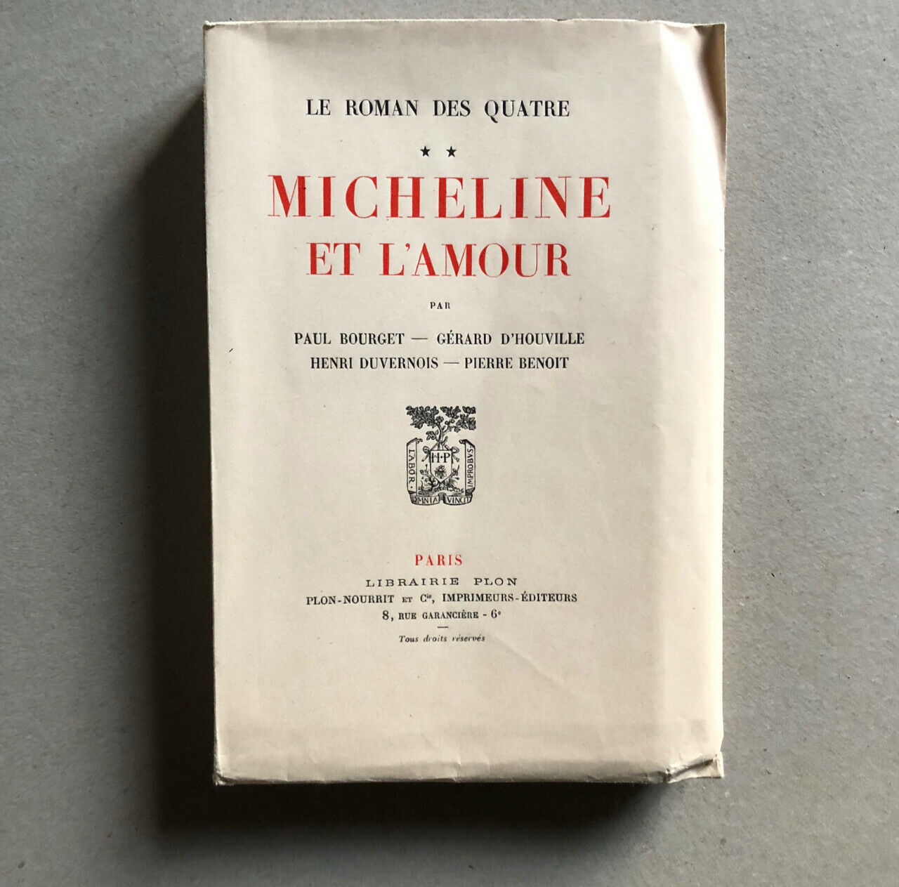 P.Bourget, d'Houville — Le Roman des quatre — é.o. n° sur Japon — Plon — 1923-26