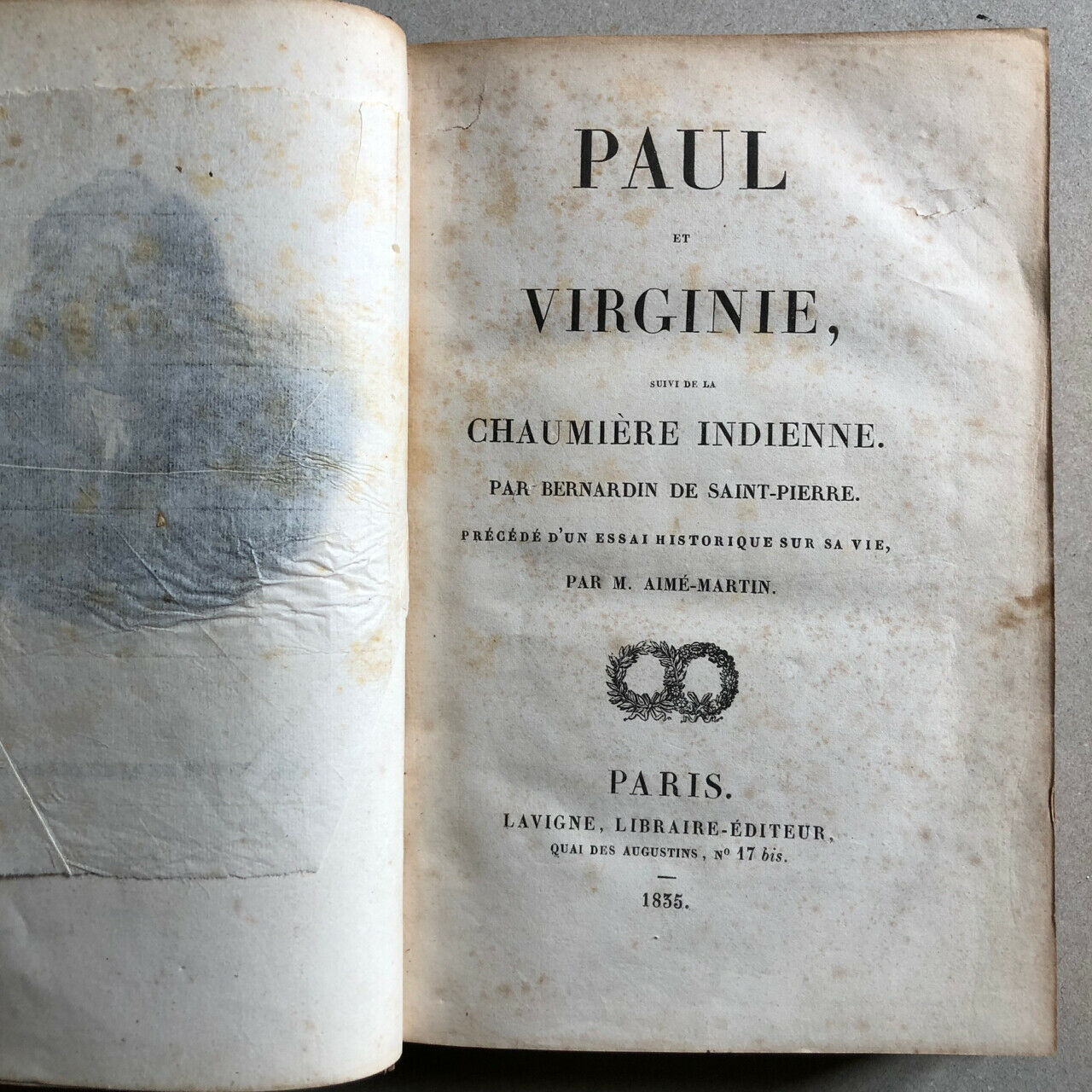 Bernardin de Saint-Pierre — Paul & Virginie — reliure romantique — Lavigne —1835