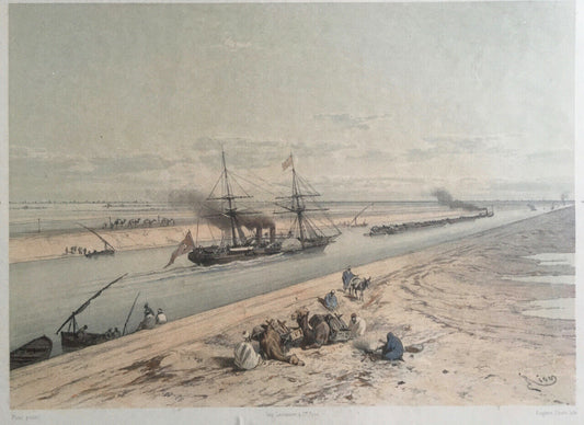 Edouard Riou — Turkish paddle steamer on the Suez Canal — 50 x 40 cm. - vs. 1870