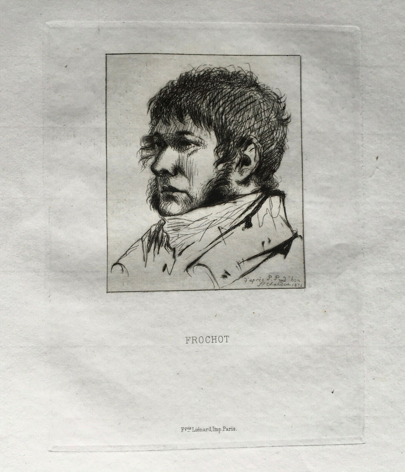 PAUL CHARDIN, AFTER PIERRE PAUL PRUD'HON — FROCHOT — SIGNED AND DATED ETCHING