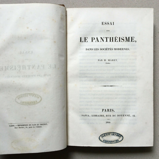 H. Maret — Essai sur le panthéisme dans les sociétés modernes — Sapia — 1840