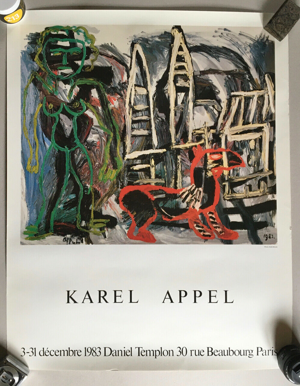 Karel Appel — Affiche d'exposition à la galerie Templon  — 62 x 78 cm. — 1983.