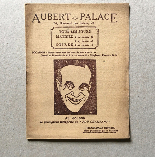 Al Jolson — Le Fou chantant — French release program — talkie — 1929.