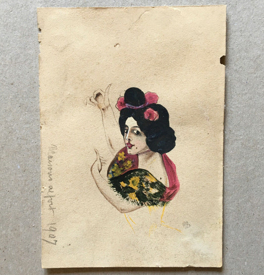 Danseuse de flamenco — aquarelle sur papier monogrammée en bas à droite — 1907.