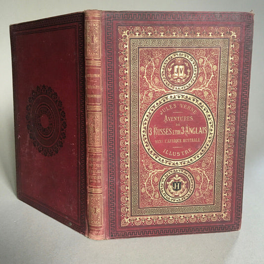 Jules Verne - Adventures of 3 Russians &amp; 3 English - Hetzel binding with initials.