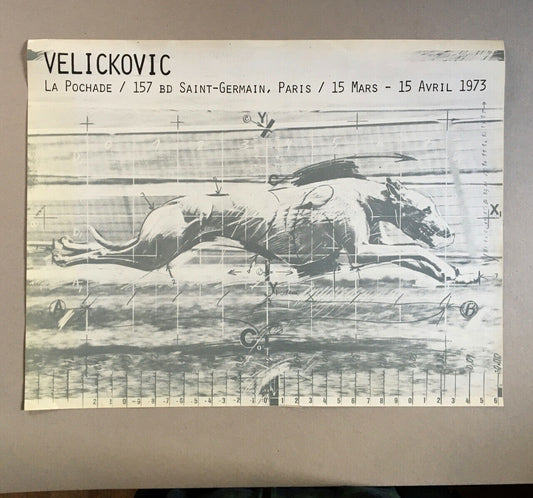 Vladimir Veličković — Affiche d'exposition  à la galerie La Pochade 70x54 — 1973
