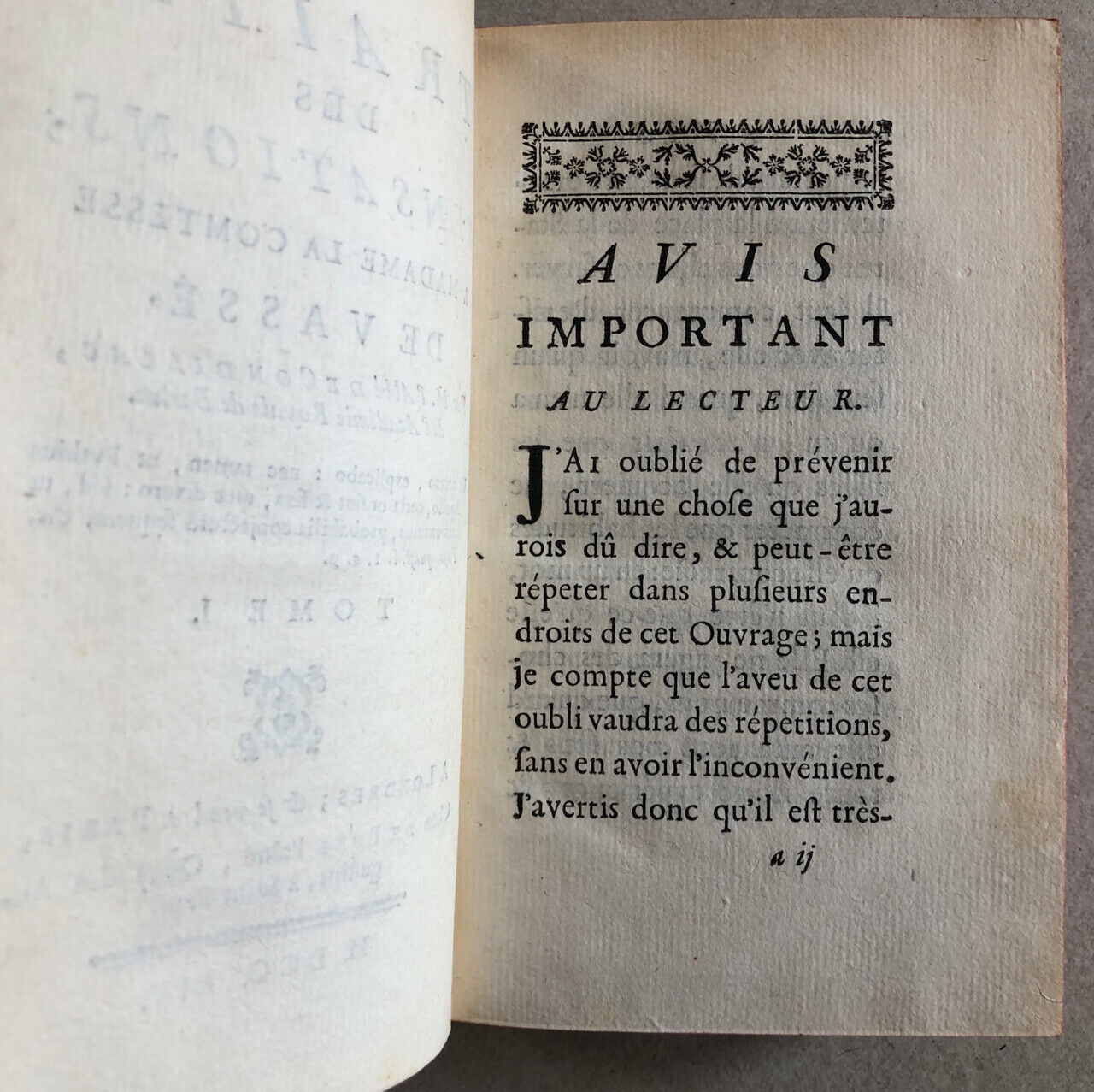 Condillac — Traité des sensations — é.o. — reliure aux armes — de Bure — 1754