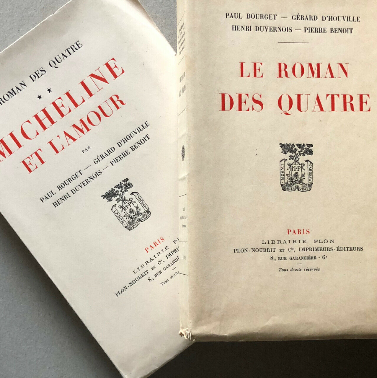 P.Bourget, d'Houville — Le Roman des quatre — é.o. n° sur Japon — Plon — 1923-26