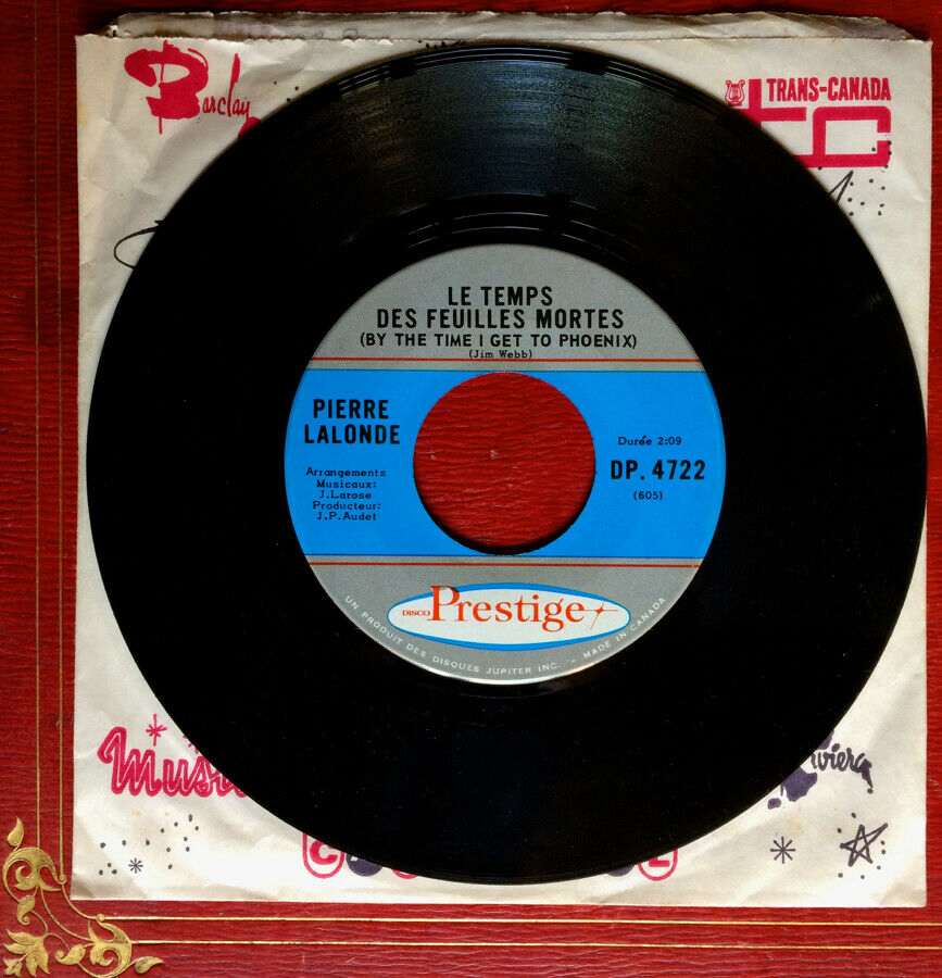 PIERRE LALONDE  UNE POUPÉE + 1 - RARE 45 TOURS 7" SINGLE PRESTIGE DP 4722 1968