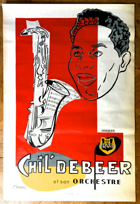 Chil'debeer — affiche de jazz lithographique — Disques Urania — 61x92 cm. c.1940