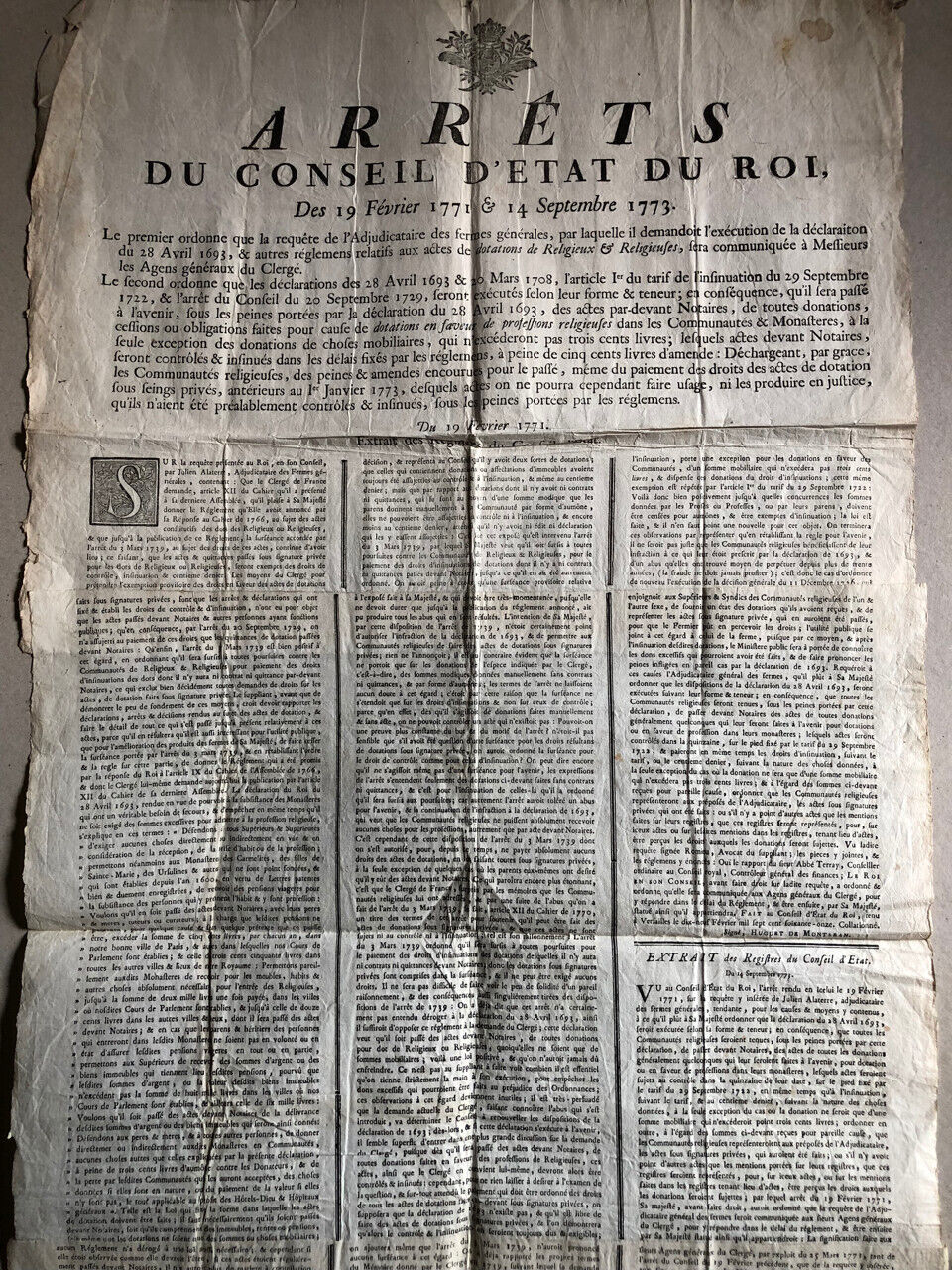 Ensemble de 5 placards, affiches concernant la Généralité d'Amiens — XVIIIème s.