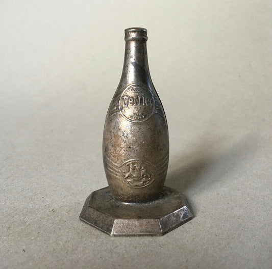 Bouteille publicitaire — Perrier — métal argenté — art déco — 7 cm. — circa 1930