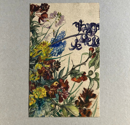 H K... — Fleurs — aquarelle sur papier signée et datée au dos — 1938.