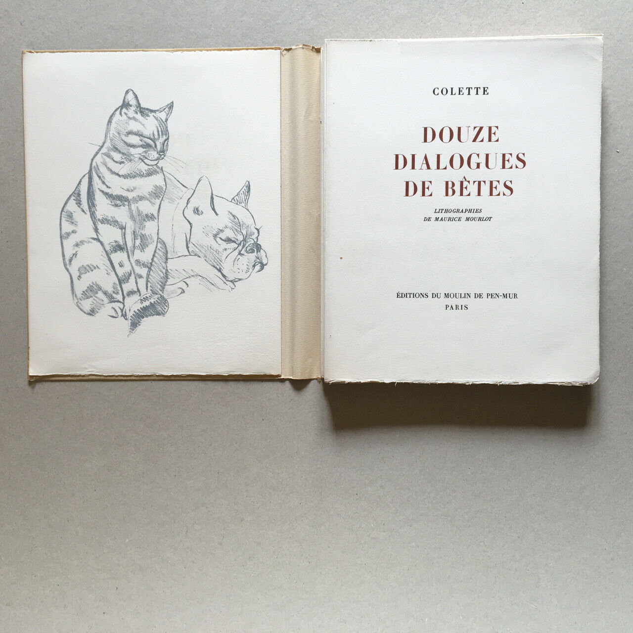 Colette — 12 Dialogues de bêtes — ill. Mourlot — n° avec suite — Pen-Mur — 1945.