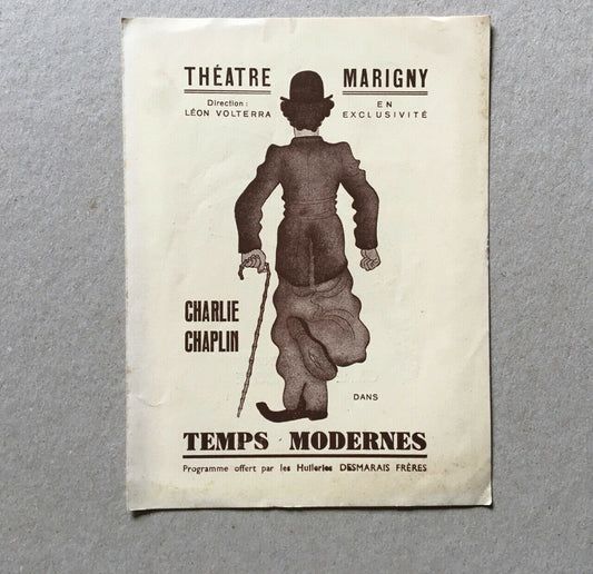 Charlie Chaplin [Charlot] — Temps modernes — programme — théatre Marigny — 1936.