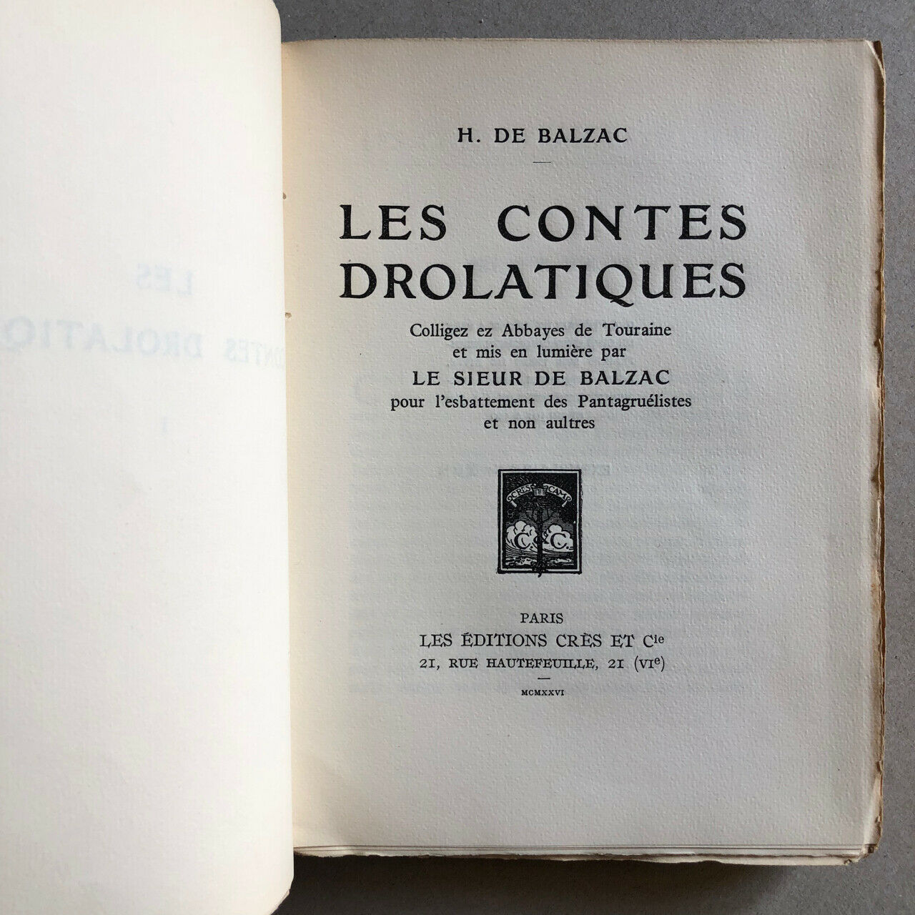Balzac — Les Contes drolatiques — ill. Joseph Hémard — n°/ vélin — Crès — 1926.