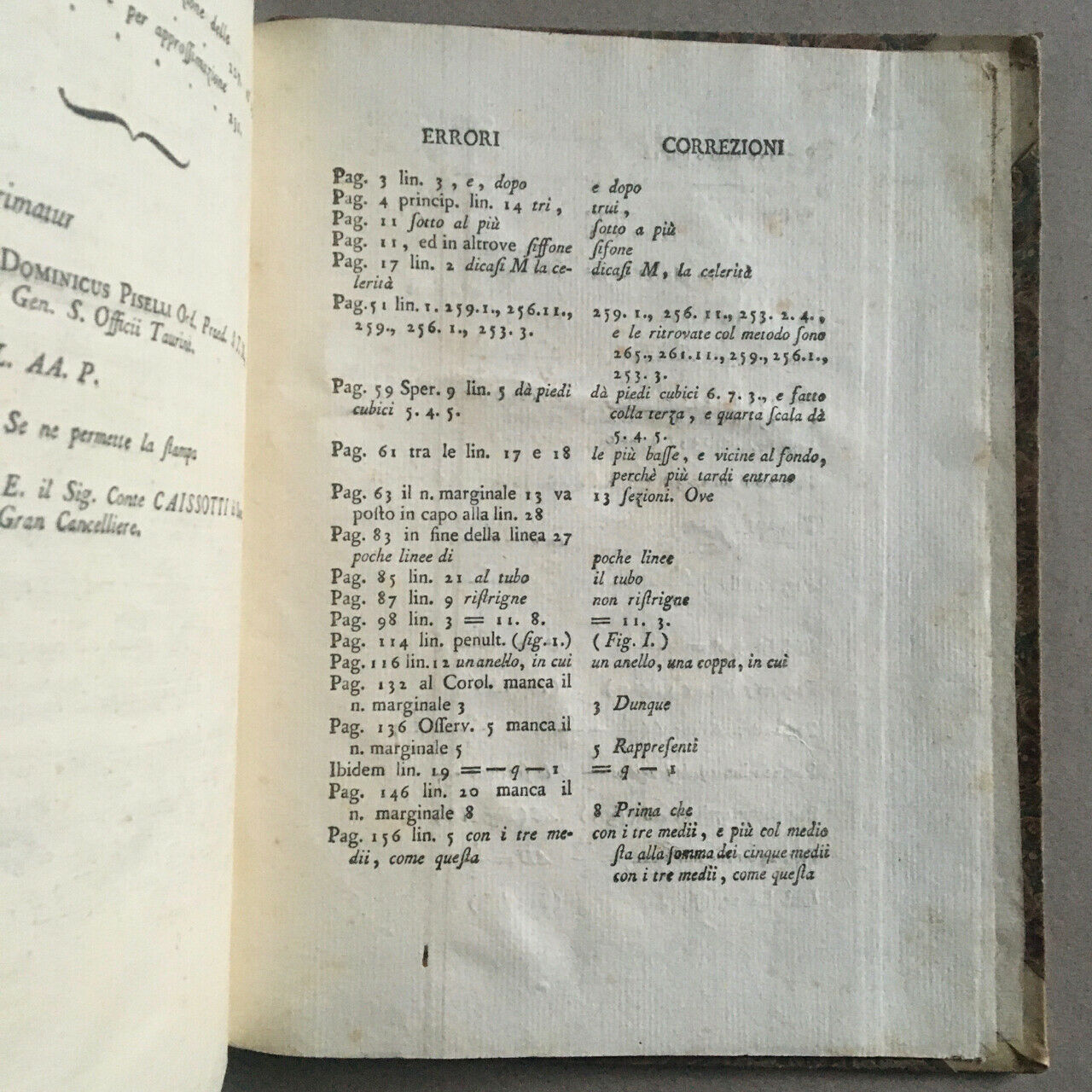 Michelotti — Sperimenti idraulici — 2 t. in 1 vol. — E.O. —Stamperia reale 1767