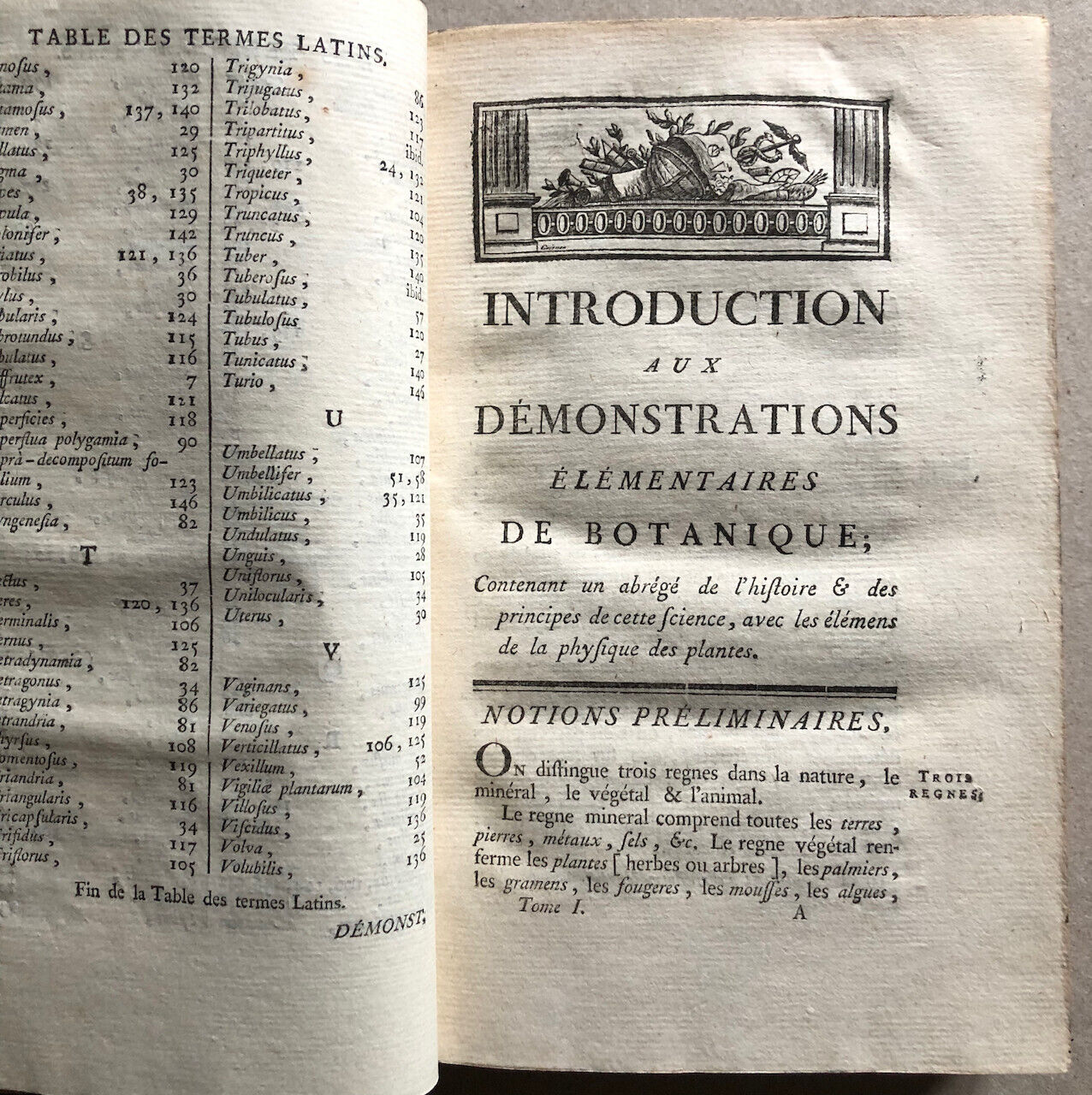 Abbé Rozier — Démonstrations élémentaires de botanique — 3 vol. — Bruyset — 1787