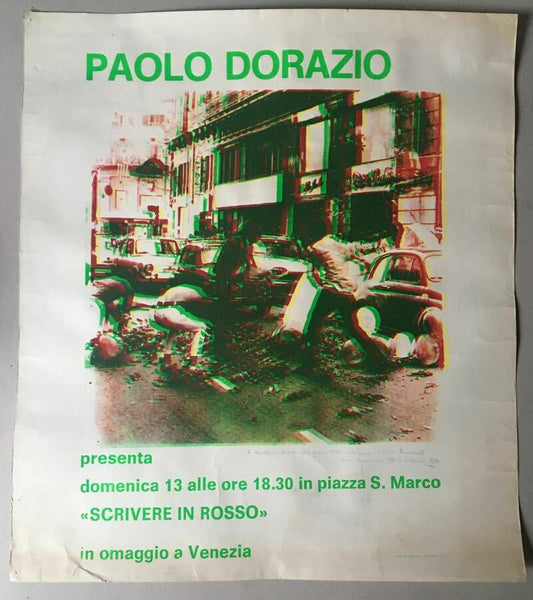 Paolo Dorazio "SCRIVERE IN ROSSO" — original relief poster signed &amp; dated 1970
