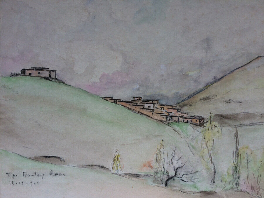 TIZI MOULAY HASSAN - LOCALIZED WATERCOLOR ON PAPER DATED BOTTOM LEFT 1941