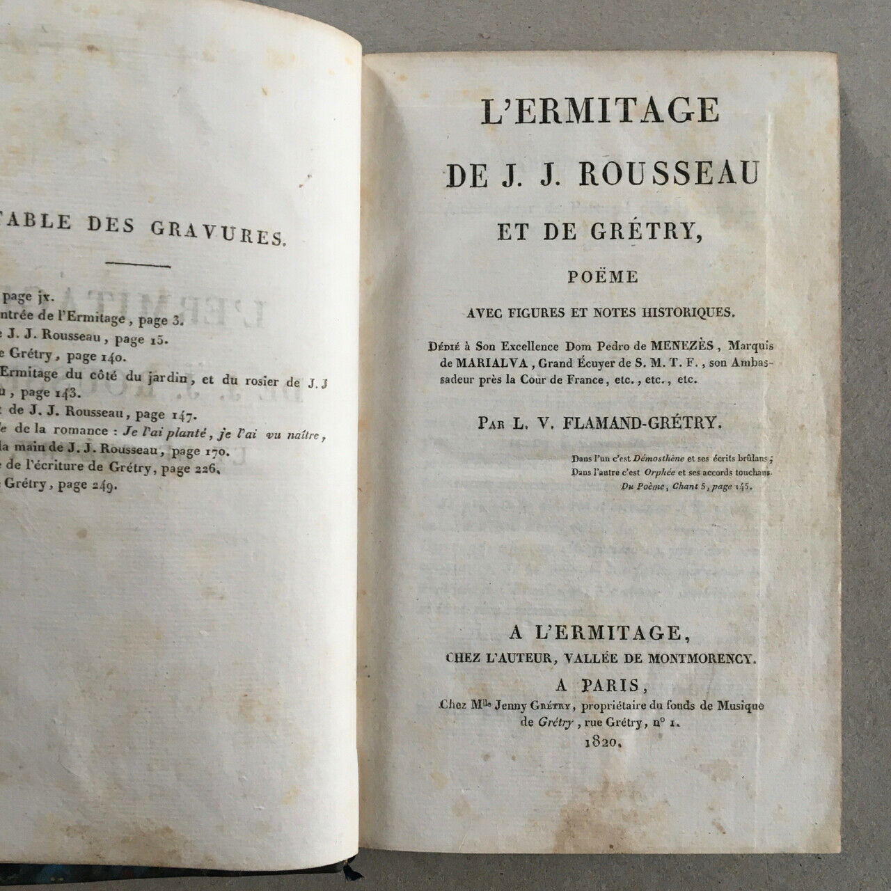 [Rousseau, Grétry] L'Ermitage de J.J. Rousseau — 9 pl. h.t. — é.o. — 1820.
