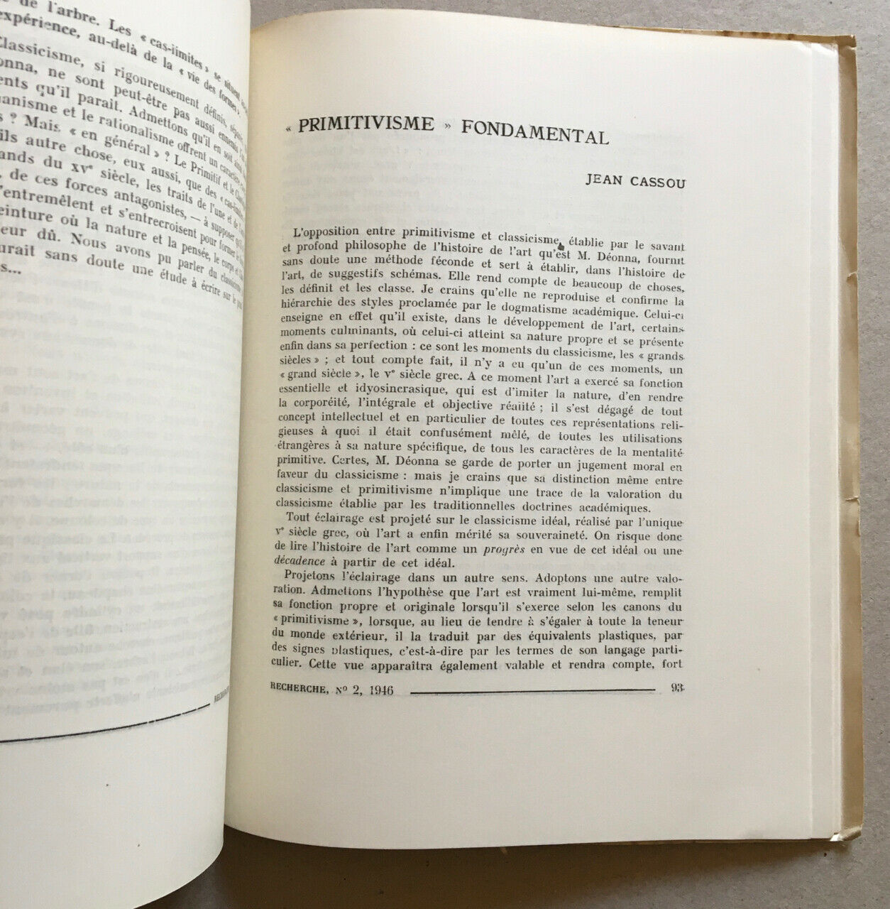 Recherche n° 2 — Primitivisme & classicisme, 2 faces histoire de l'art — 1946.