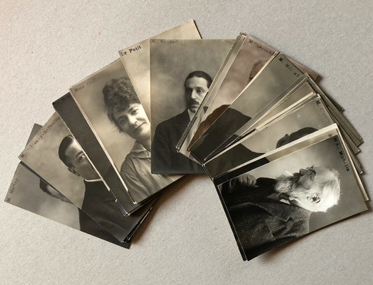 58 photographs cards of identified business leaders (Michelin,…) — c.1920.