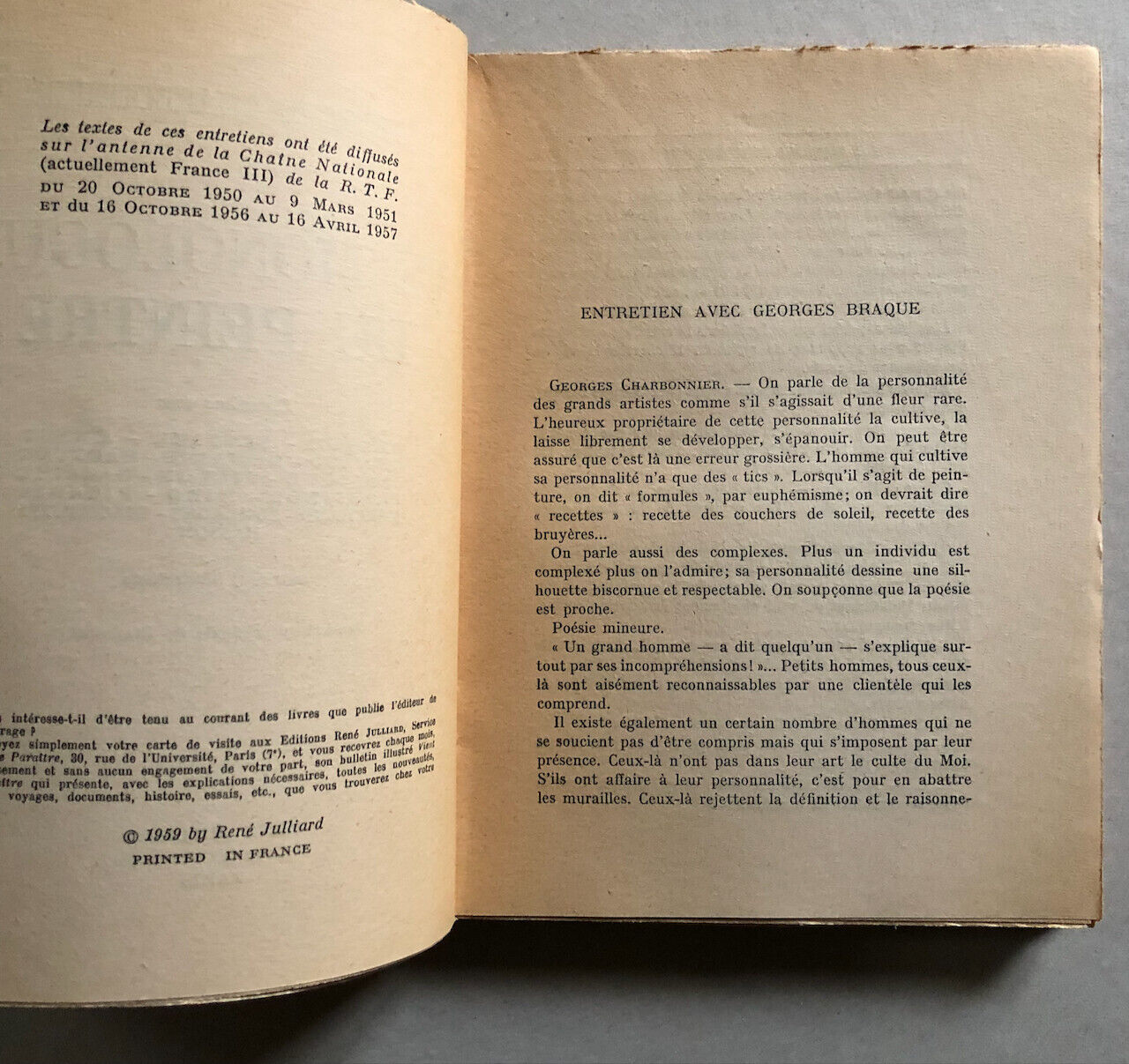 Georges Charbonnier — Le Monologue du peintre — Giacometti, Soulages, Hartung...